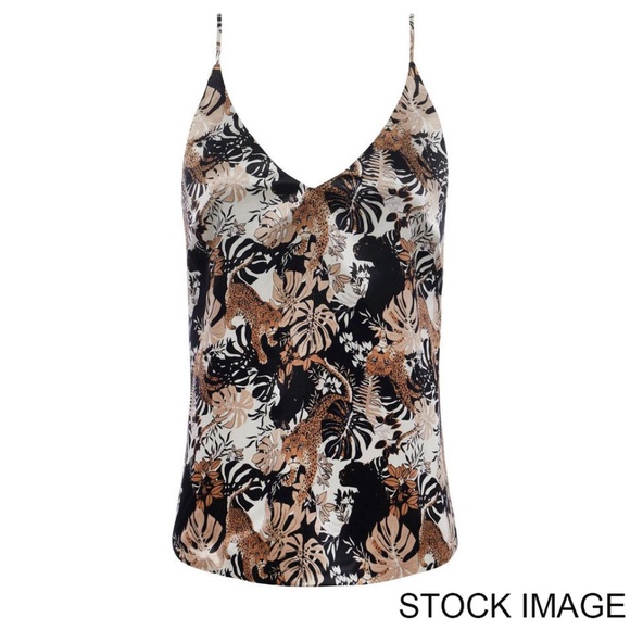 New! | L’AGENCE | Gabriella Tank | Tonal Black Panther Jungle | XS/T - Picture 1 of 7